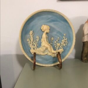 Blue and Cream Decorative Wall Plate - Brand Unspecified